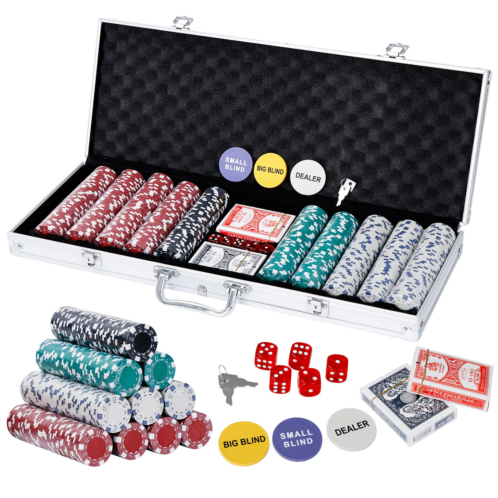 Poker Chip Set 500PCS 11.5 Gram Poker Set for Texas Hold'em and Blackjack Games Poker Chip Set 500PCS 11.5 Gram Poker Set for Texas Hold'em and Blackjack Games