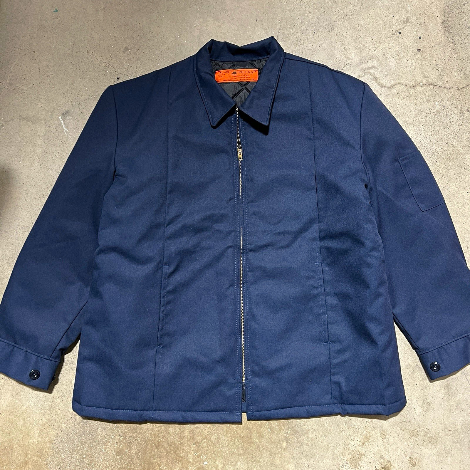 Deadstock Vintage 80s Red Kap Navy Insulated Zip-Front Workwear Jacket Men’s XL