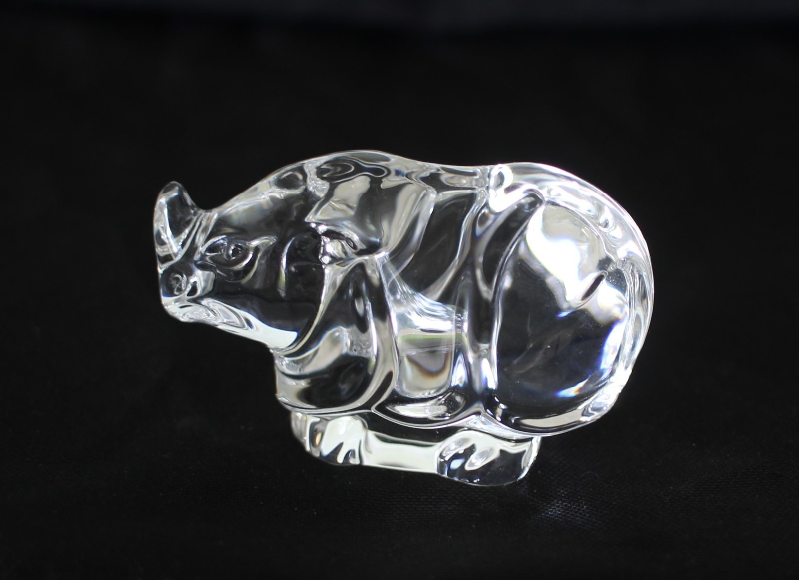 Vintage Steuben Crystal Rhinoceros Hand Cooler Figurine Paperweight *Excellent*