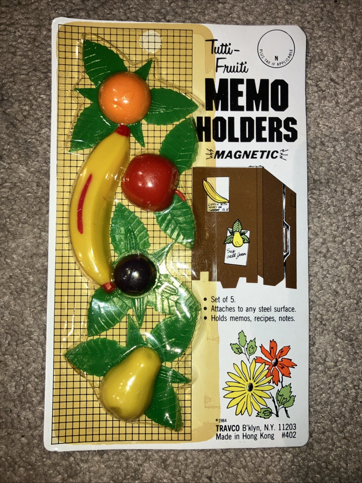 Vintage  Travco Tutti-Fruiti Magnetic Memo Holders Magnets NOS
