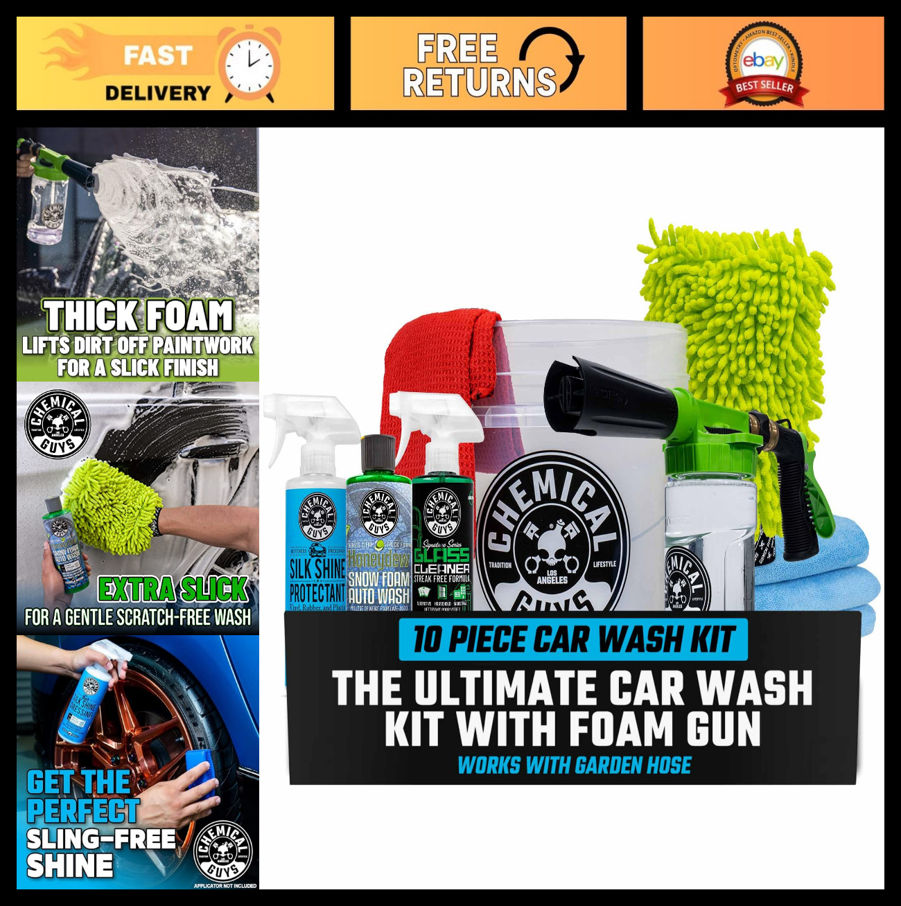 10-Piece Car Wash Kit with Foam Gun, Premium Cleaning Tools for Auto Detailing 10-Piece Car Wash Kit with Foam Gun, Premium Cleaning Tools for Auto Detailing