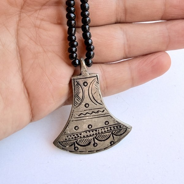 Ancient Viking Talisman Amulet Norse Nordic Silver Engraved Pendant