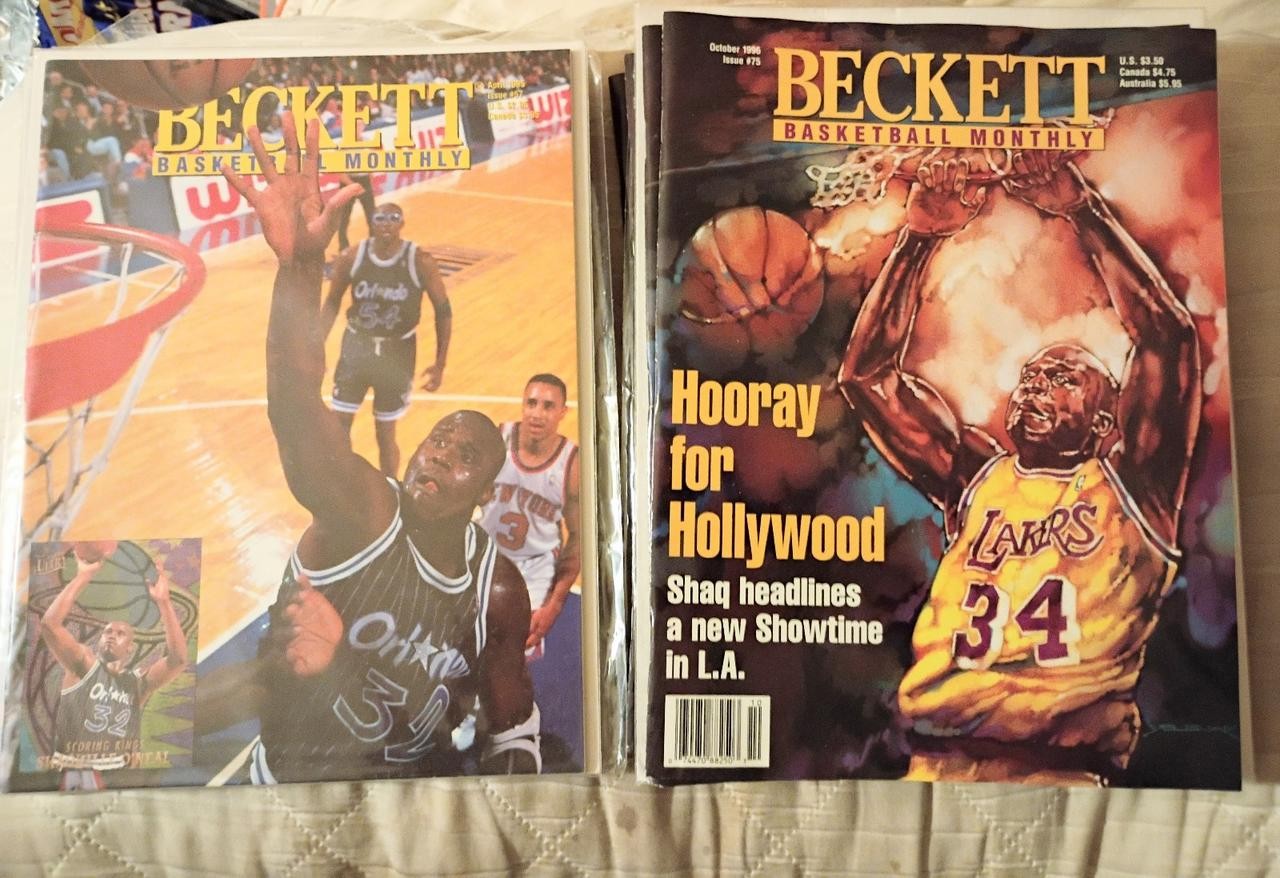 Vintage 1995-1996 Beckett Basketball Monthly Magazine 2-Issue Lot featuring Shaq
