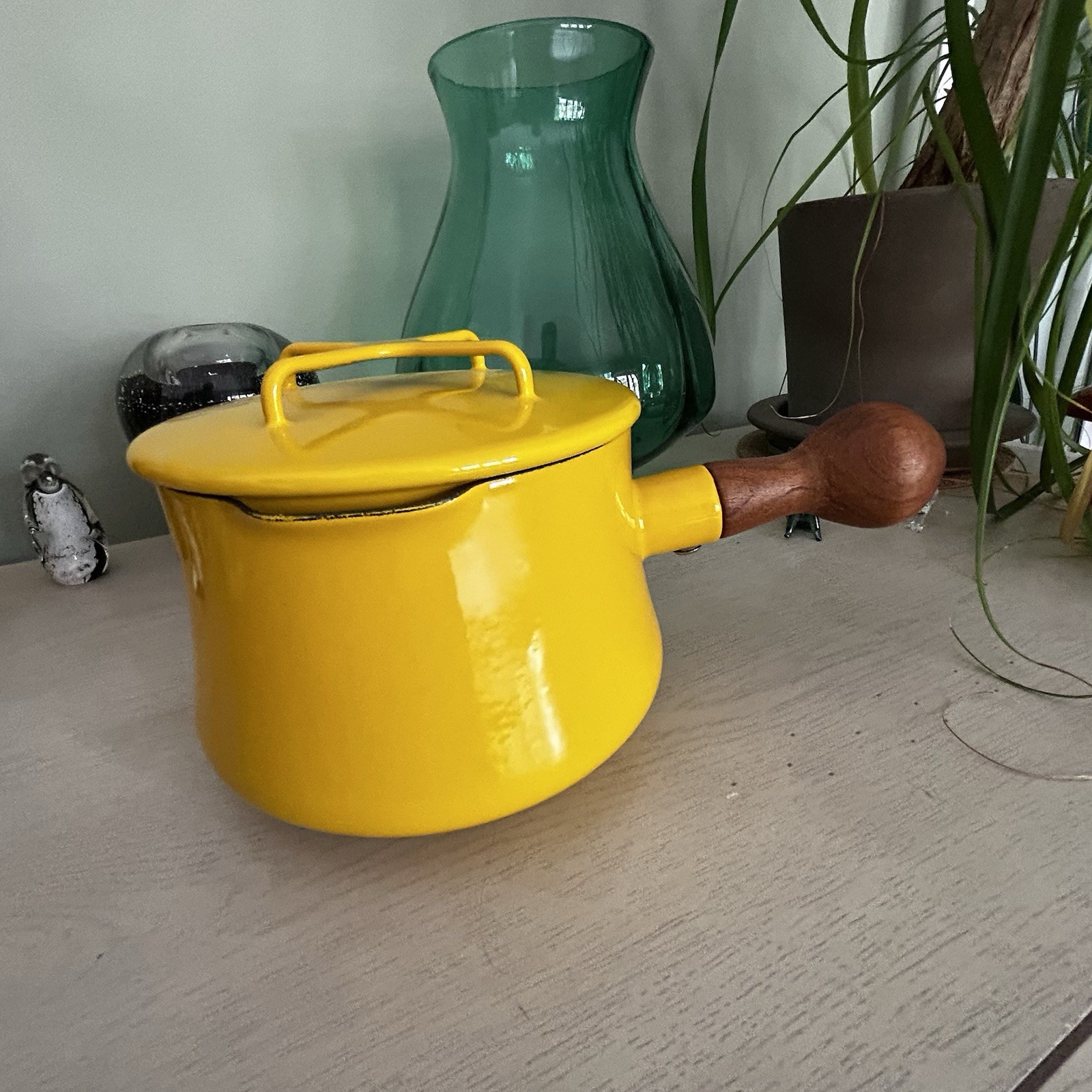 Dansk Kobenstyle Yellow Saucepan Lid  Teak Handle NEW Made in France