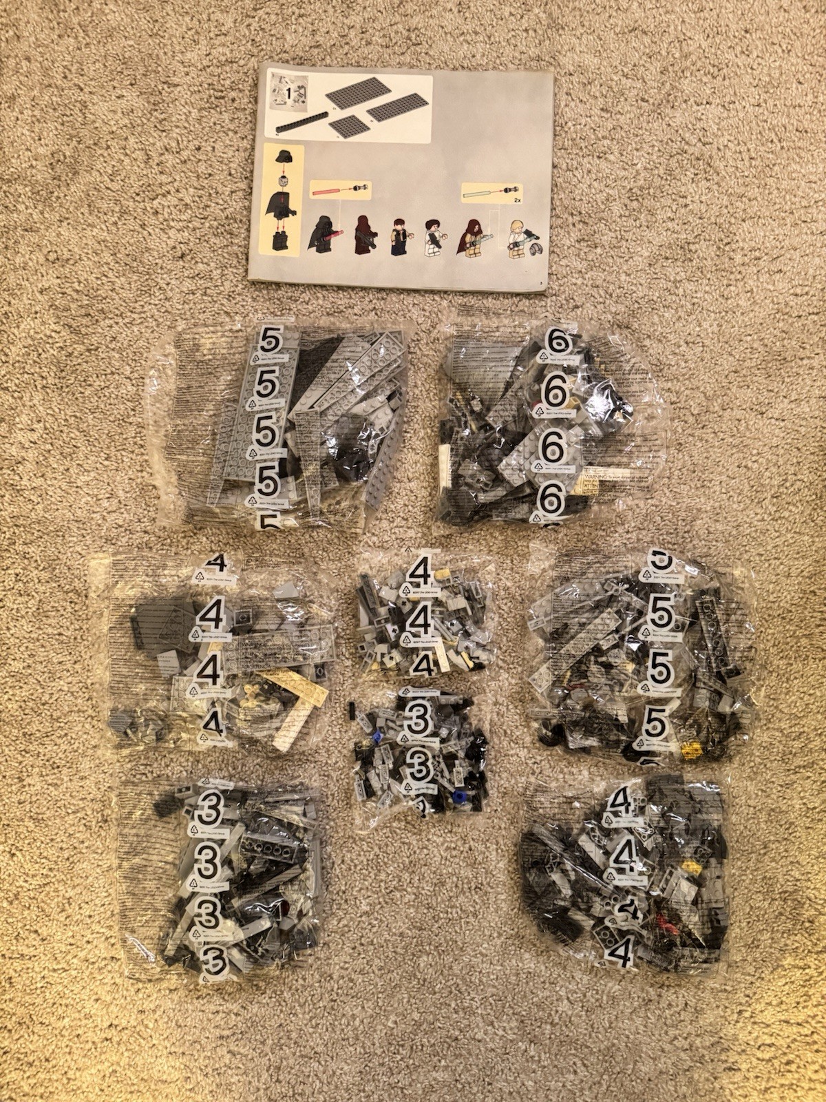 LEGO Star Wars 7965 Millennium Falcon Sealed Bags 3 4 5 6 Partial Set Incomplete LEGO Star Wars 7965 Millennium Falcon Sealed Bags 3 4 5 6 Partial Set Incomplete