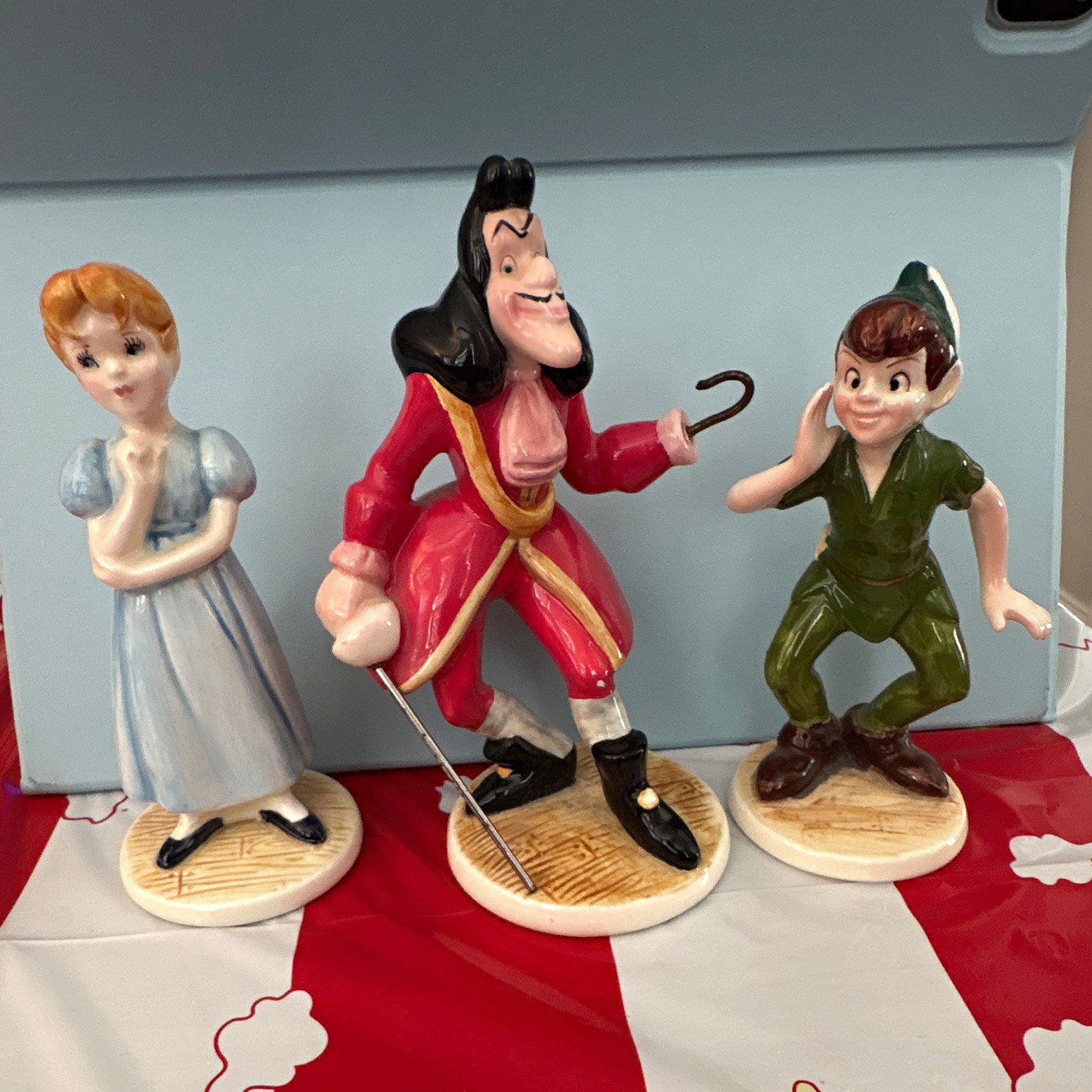 Disney Peter Pan Figurines Set - vintage Peter Pan, Captain Hook & Wendy Disney Peter Pan Figurines Set - vintage Peter Pan, Captain Hook & Wendy