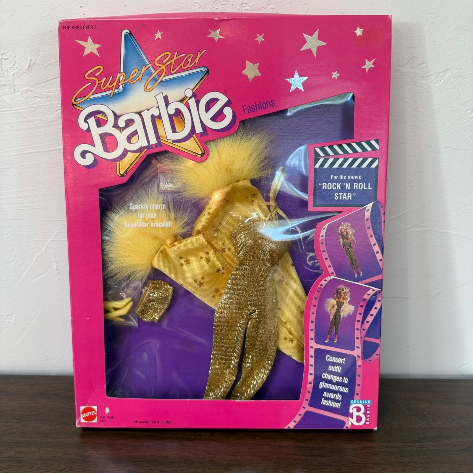Vintage 1988 Mattel SuperStar Barbie Rock N Roll Star Gold Fashion Outfit 3304