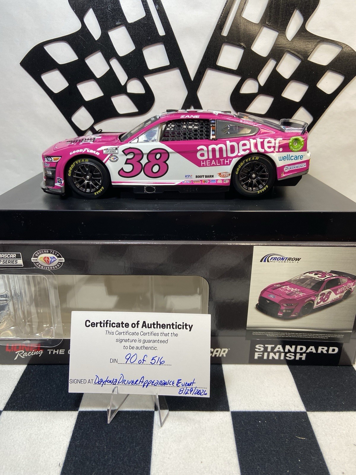 ZANE SMITH Autographed #38 Ambetter Health 2023 1:24 Ford Mustang Diecast ZANE SMITH Autographed #38 Ambetter Health 2023 1:24 Ford Mustang Diecast