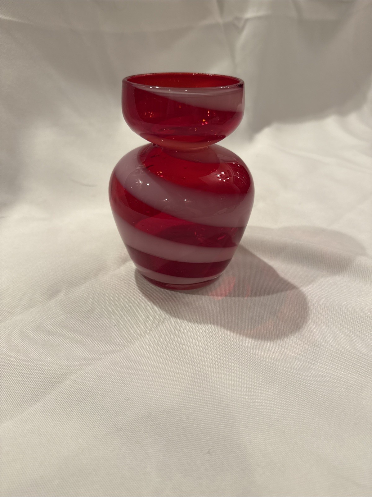Vtg Mid Century Red Amberina Swirl Cased Glass Bulb Forcing Hyacinth Crocus Vase Vtg Mid Century Red Amberina Swirl Cased Glass Bulb Forcing Hyacinth Crocus Vase