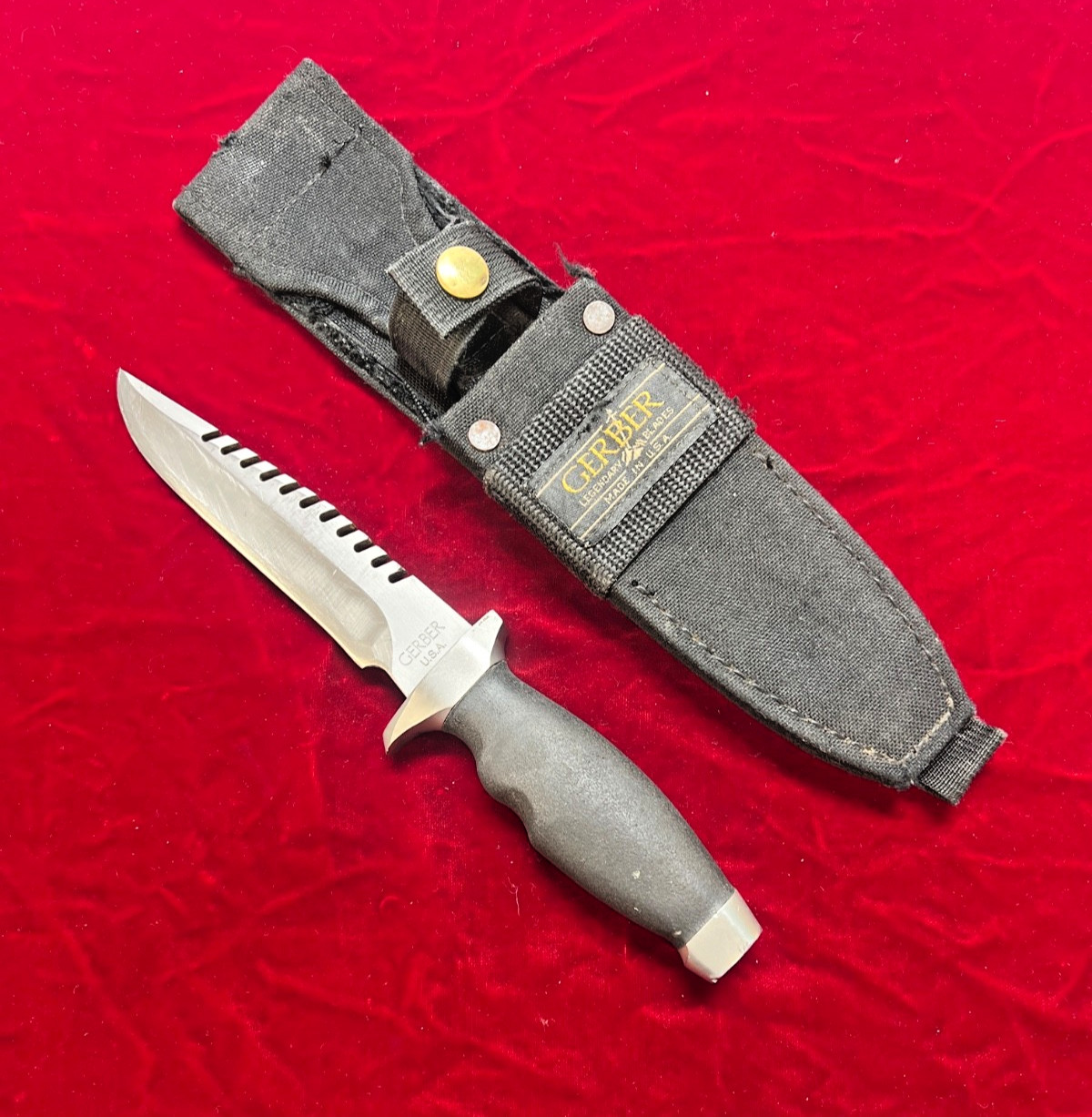 GERBER Vintage 1st Gen LMF Sawback Knife with Sheath Made in USA