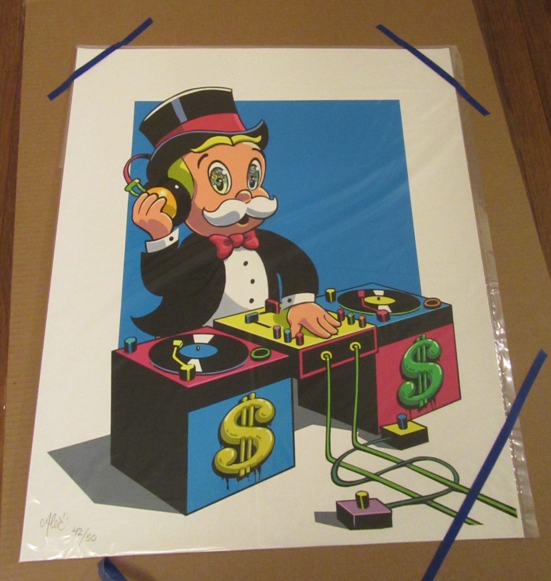 Alec Monopoly DJ Monopz Archival Pigment Print (Blue) Edition of 50 Signed #'d