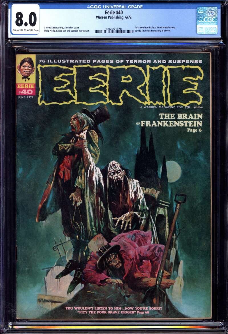 EERIE #40 CGC 8.0 OW/WH PAGES // WARREN PUBLISHING MAGAZINE 1972