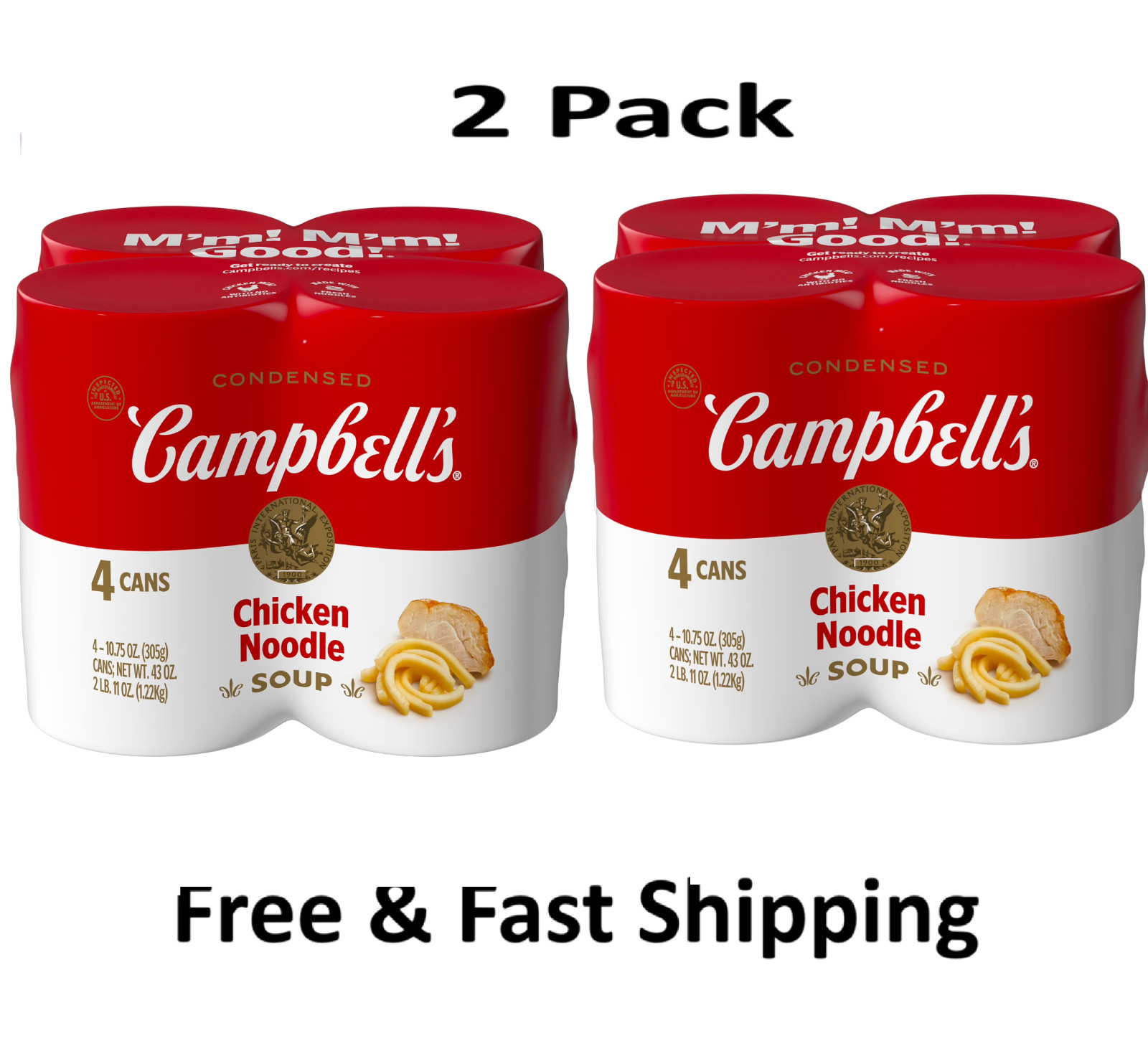 Campbell’s condensed Chicken Noodle soup, 10.75 oz can, 4 Count each (2 Pack)