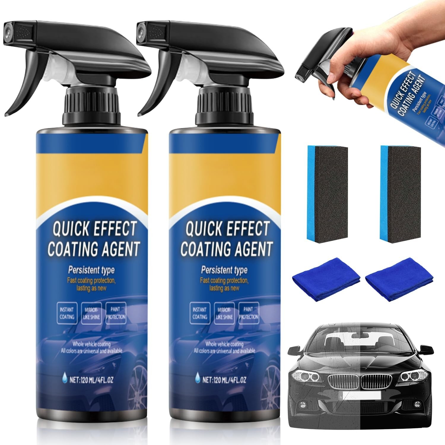 2pcs Car Coating Spray, Quick Effect Agent, 2025 New Quickly Coat... 