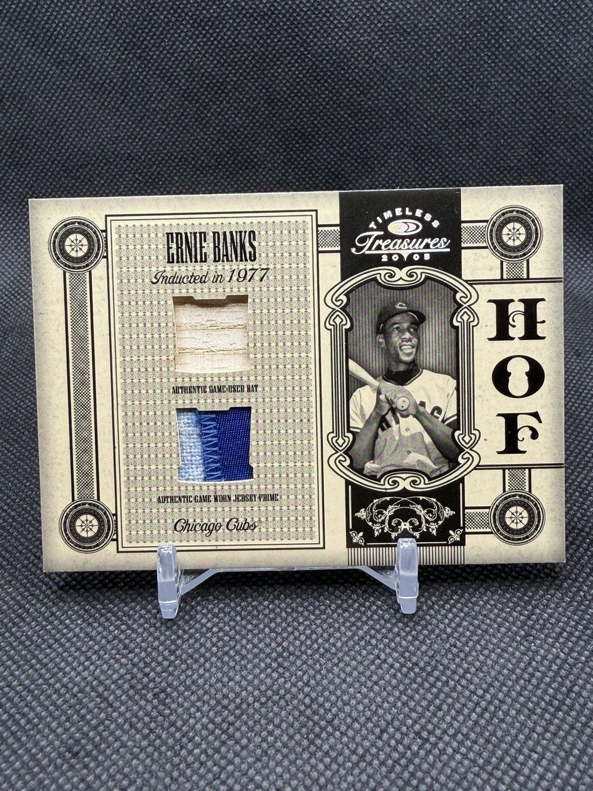 2005 Donruss Timeless Treasures Game Used Ernie Banks 1/5 #HOF-14 2005 Donruss Timeless Treasures Game Used Ernie Banks 1/5 #HOF-14