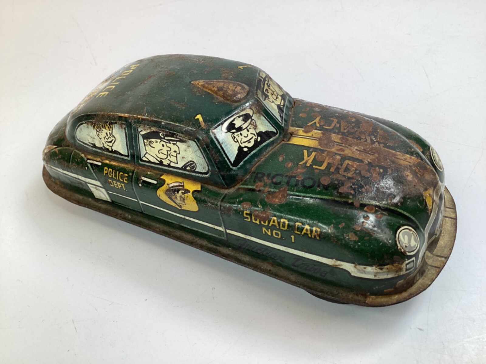 6” Rare Vintage Marx Tin Friction SCARCE Dick Tracy Police Squad Car 1940’s (B2)