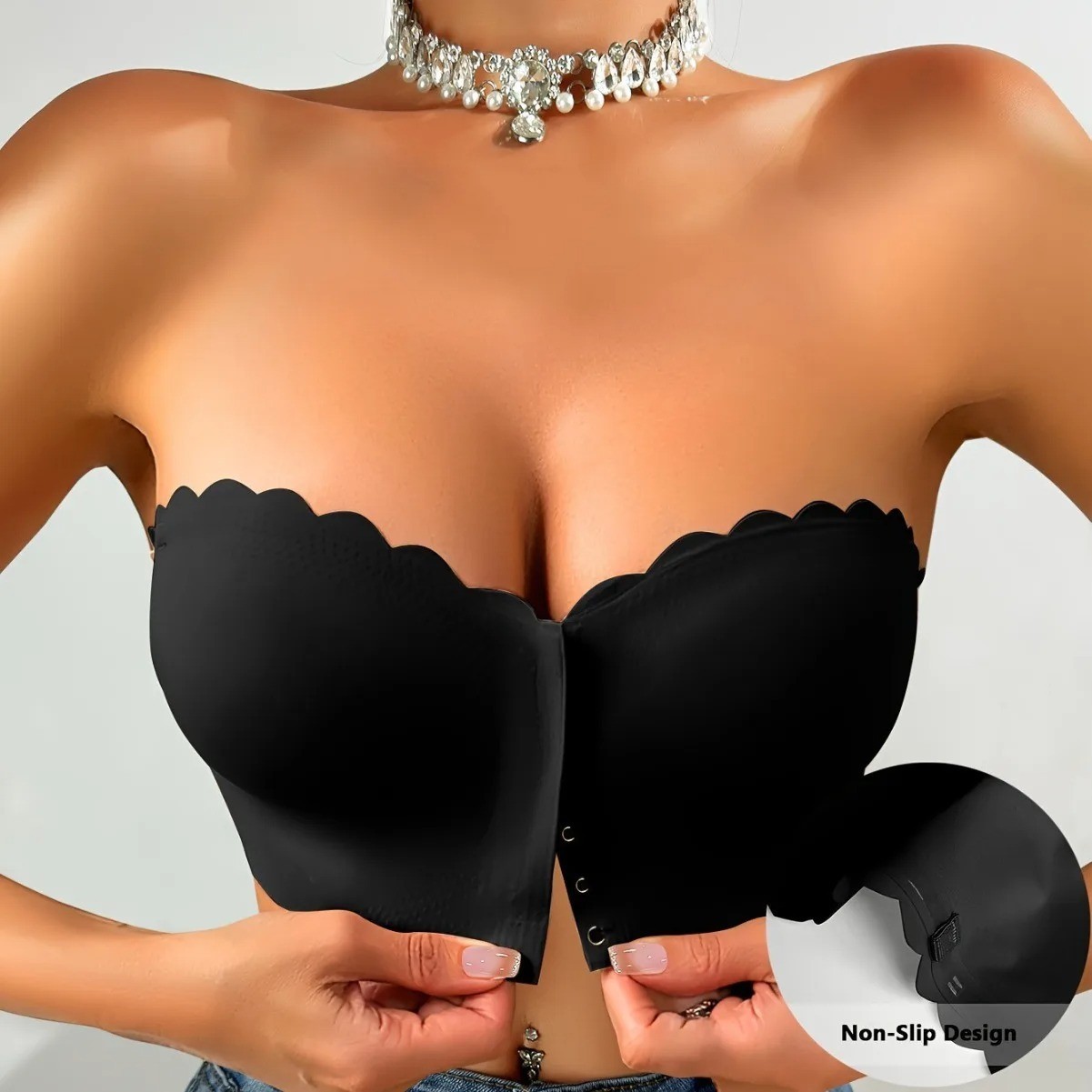 Seamless Strapless Front Closure Wireless Strapless Bra, Sexy Comfy Push Up Bra