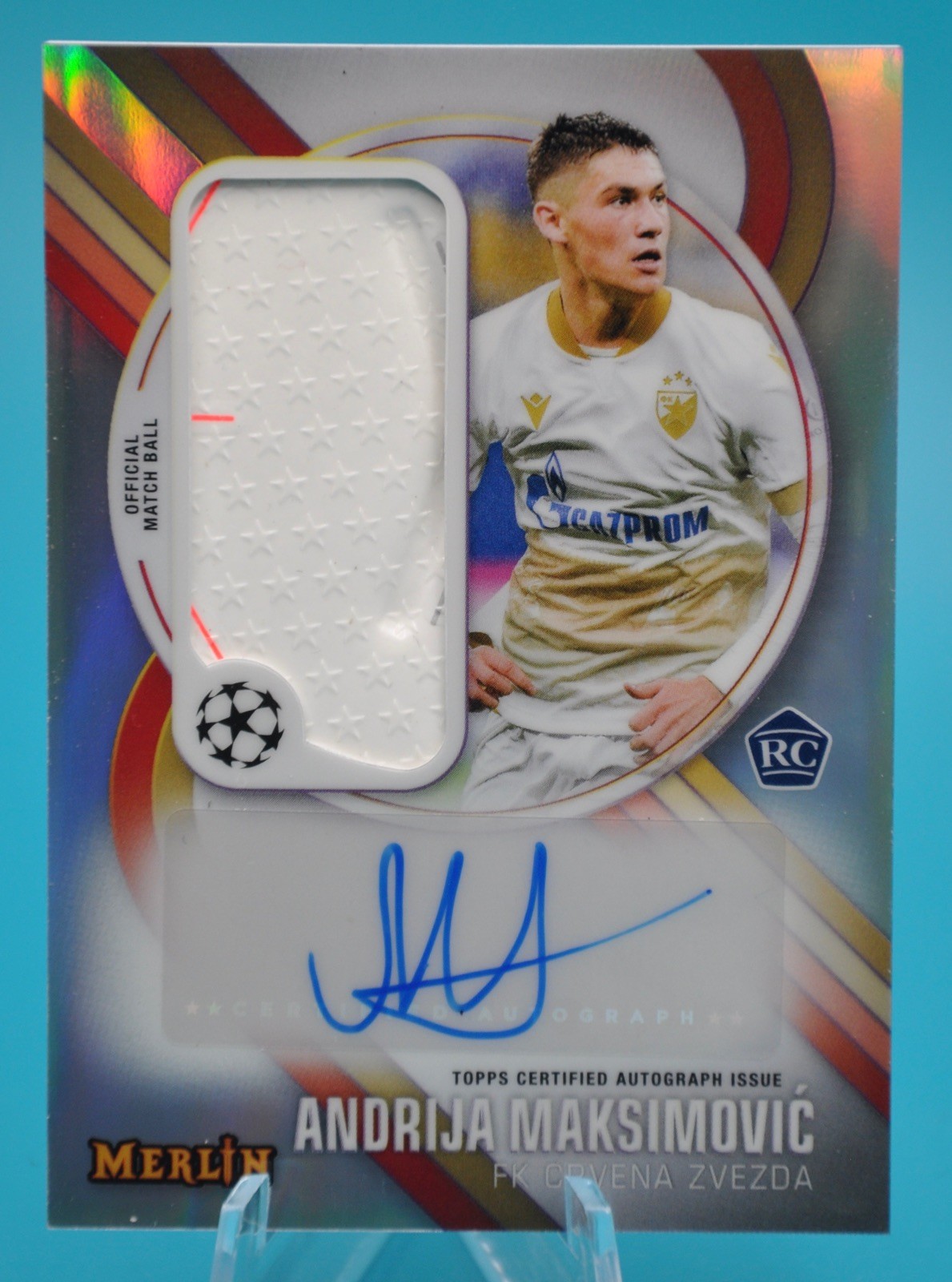 2024-25 Topps Chrome Merlin Andrija Maksimovic Match Ball Auto RC SSP