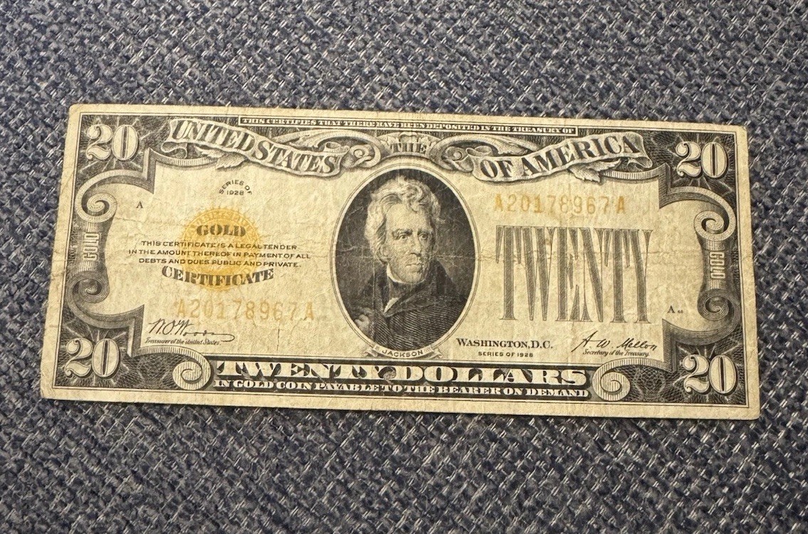 $20 1928 US đź’›Gold Certificateđź’›Note. Fine. #026 $20 1928 US đź’›Gold Certificateđź’›Note. Fine. #026