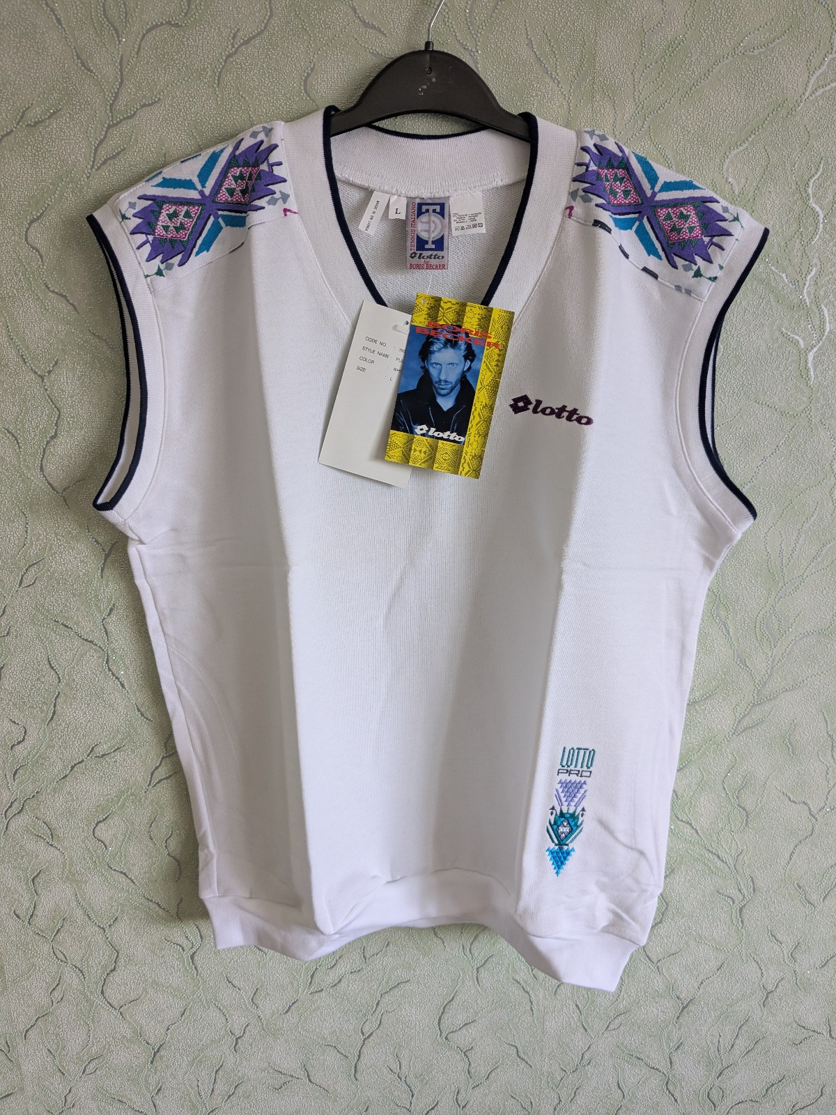 Boris Becker Lotto vintage 90s tennis Pullover Vest Sleeveless Jumper Shirt