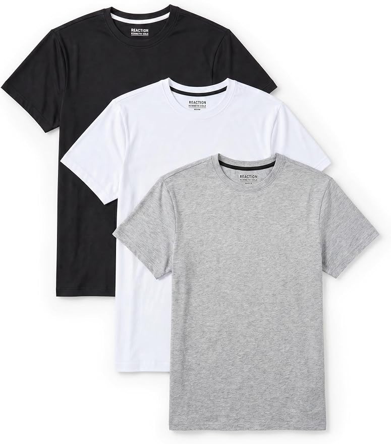 Kenneth Cole REACTION Mens T-Shirt Pack of 3 UPF 50+ Cotton/Spandex Jersey Slim 