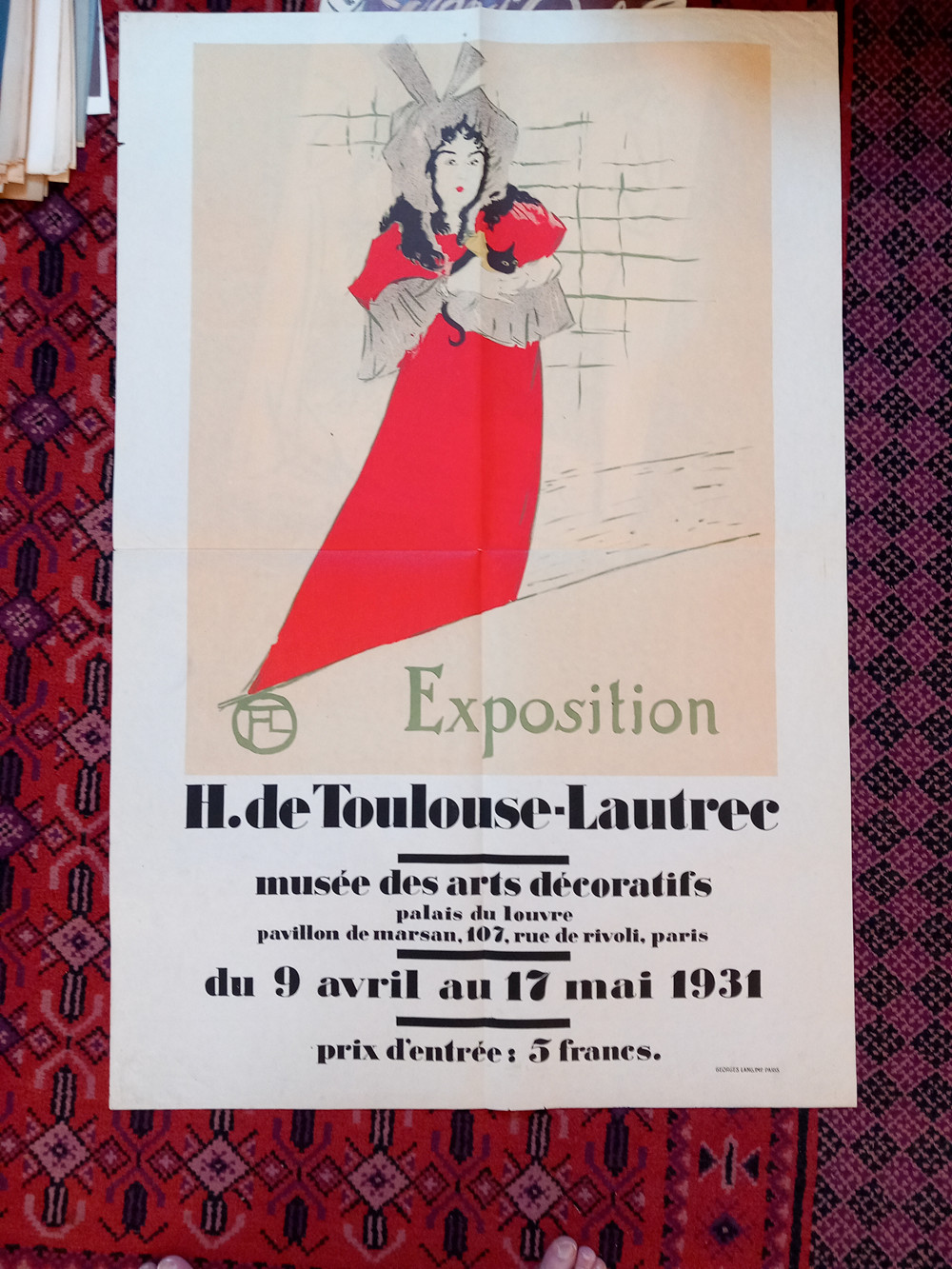 Original poster exhibition Toulouse Lautrec at the Musée des Arts Décoratifs 1931