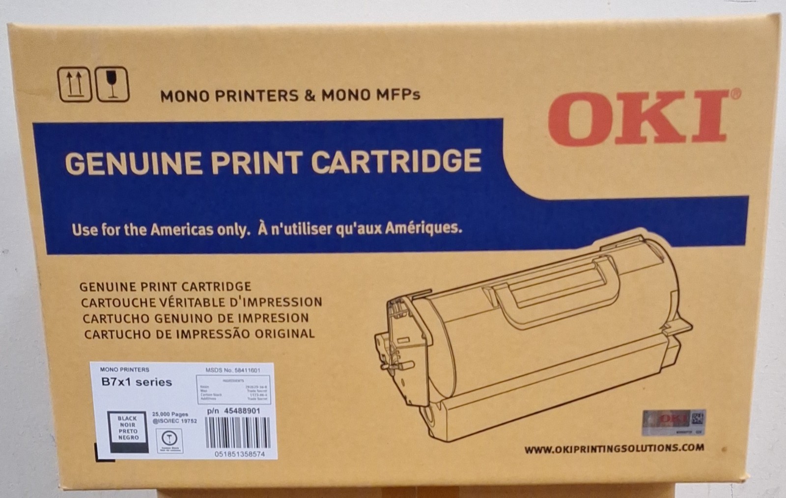NEW OKI Genuine Original Black Laser Toner Cartridge 45488901 for B721 B731
