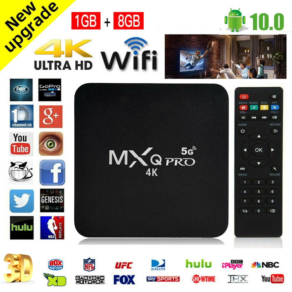 US MXQ Pro 4K Ultra HD 64Bit Wifi Android 11 Quad Core Smart TV Box Media Player