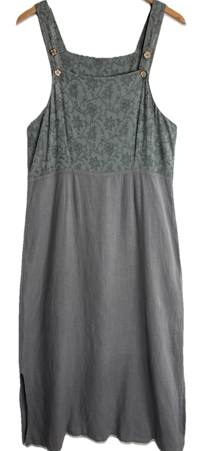 Aly Wear Linen Jumper Maxi Dress Womens Small Gray Green Cottagecore Lagenlook Aly Wear Linen Jumper Maxi Dress Womens Small Gray Green Cottagecore Lagenlook
