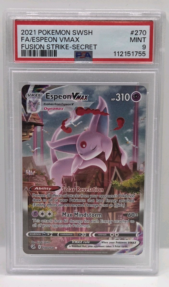 2021 POKEMON SWORD & SHIELD FUSION STRIKE SECRET #270 FULL ART/ESPEON VMAX PSA 9 2021 POKEMON SWORD & SHIELD FUSION STRIKE SECRET #270 FULL ART/ESPEON VMAX PSA 9