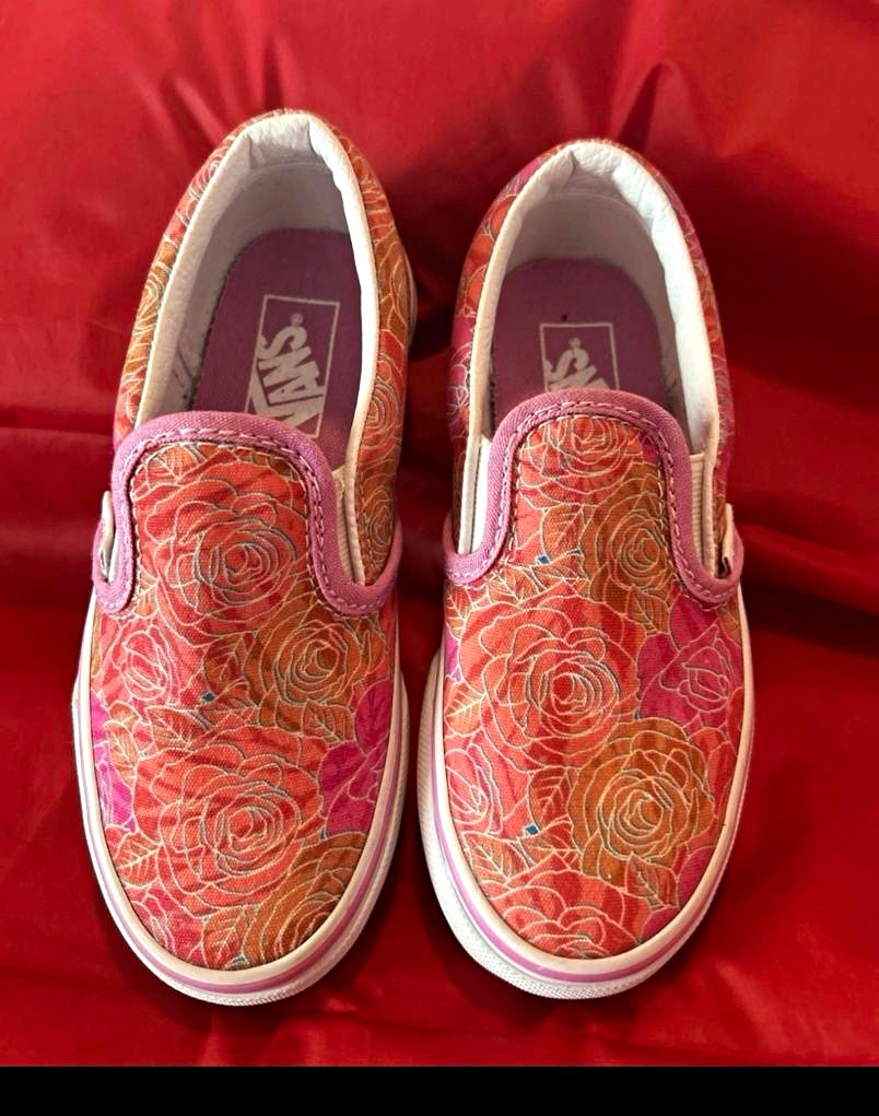 VANS Off The Wall Unisex Kids Slip-On Canvas Floral Pink/Orange 11.5 M
