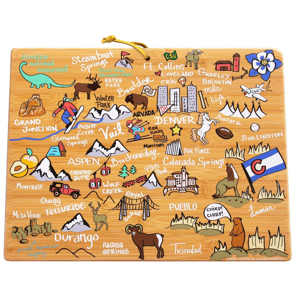Totally Bamboo Colorado Fish Kiss Cutting Board: Lightweight Bamboo Multicolored