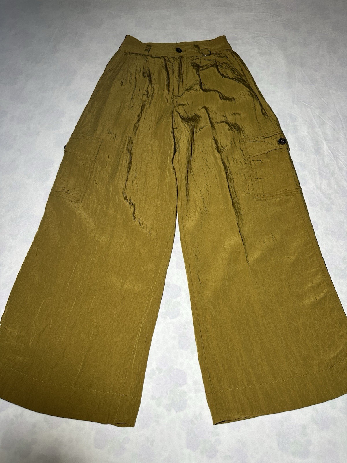 MADEWELL Pants Women\'s 00 The Harlow Wide Leg Cargo Tencel Gold EUC