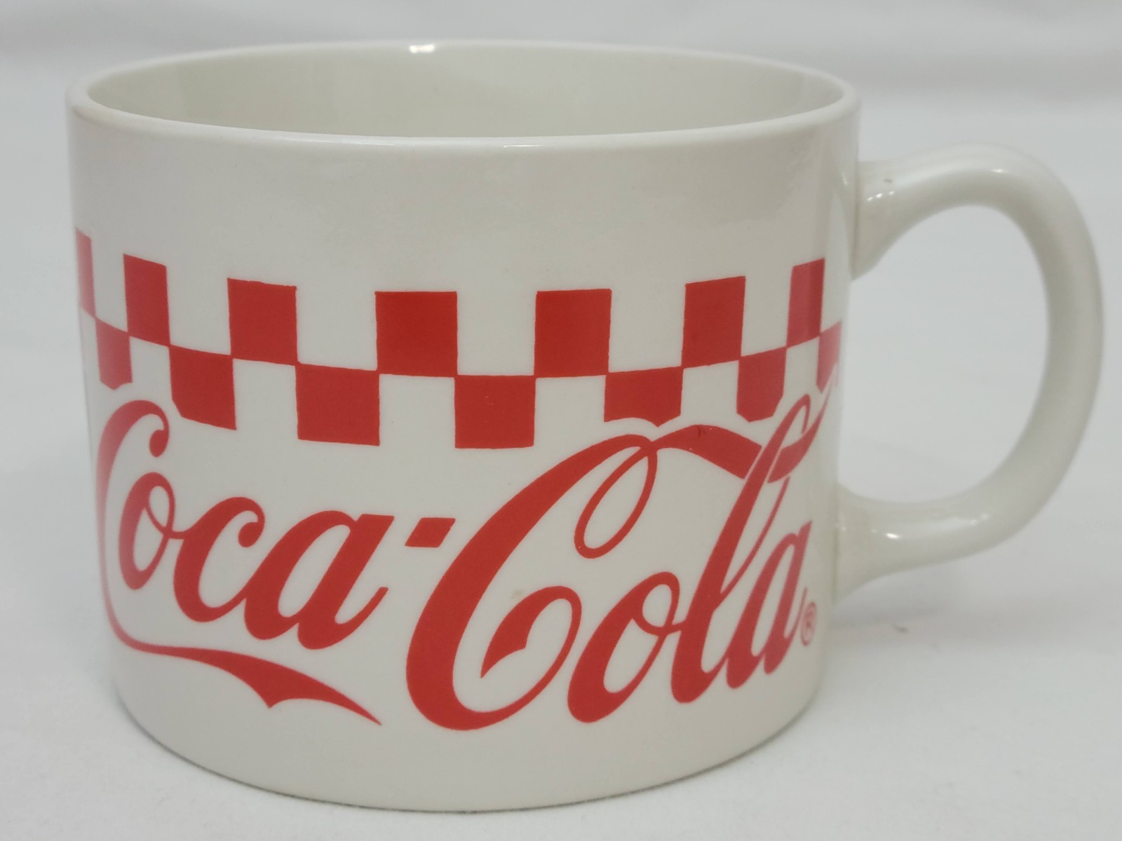 Coca-Cola Checkered Red Black Ceramic Coffee Mug Gibson 1997 Vintage Housewares