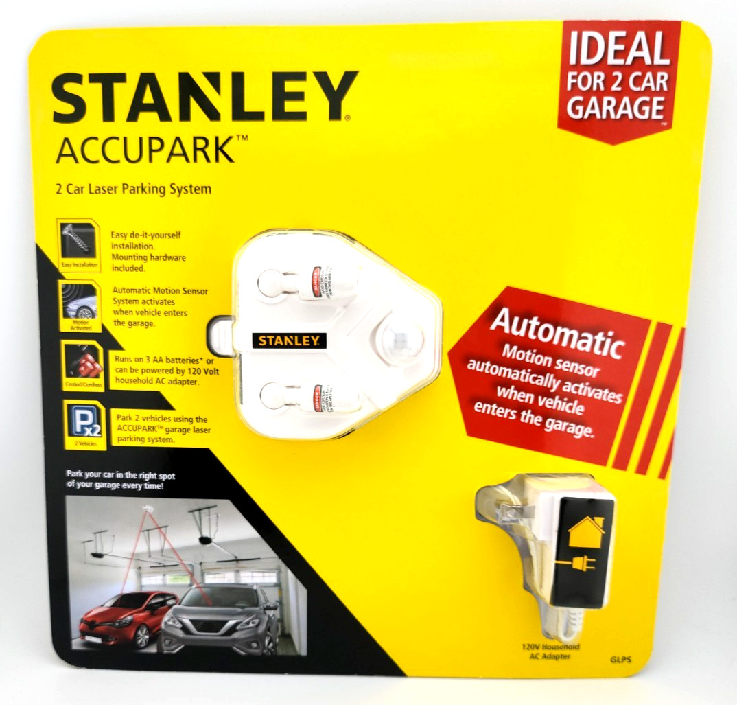 Stanley AccuPark Garage Parking System – 2‑Car Dual Laser – Motion Sensor – NEW Stanley AccuPark Garage Parking System – 2‑Car Dual Laser – Motion Sensor – NEW
