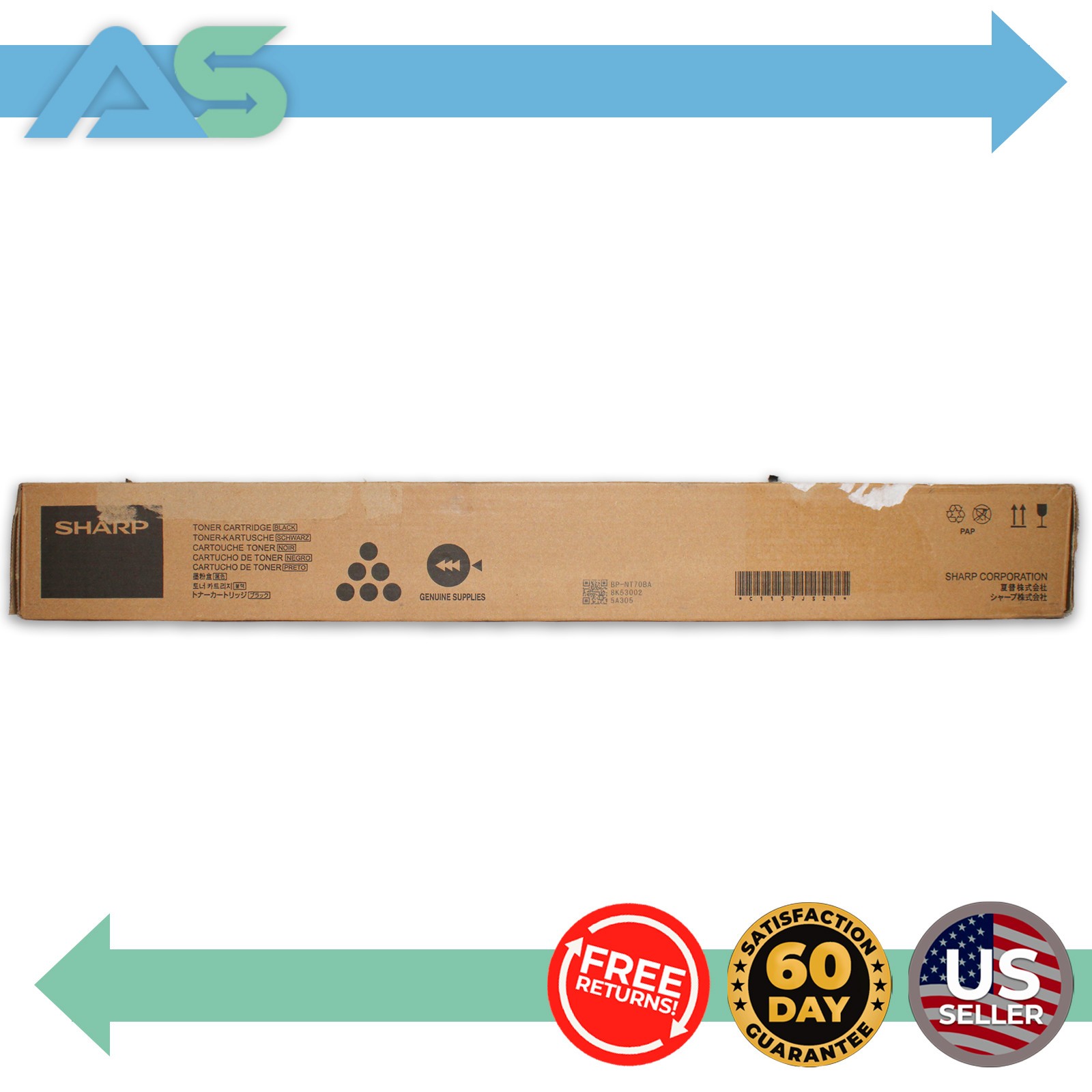 Genuine OEM Sharp BP-NT70BA Black Toner Cartridge BP-70C55 BP-70C65 BP-50C55