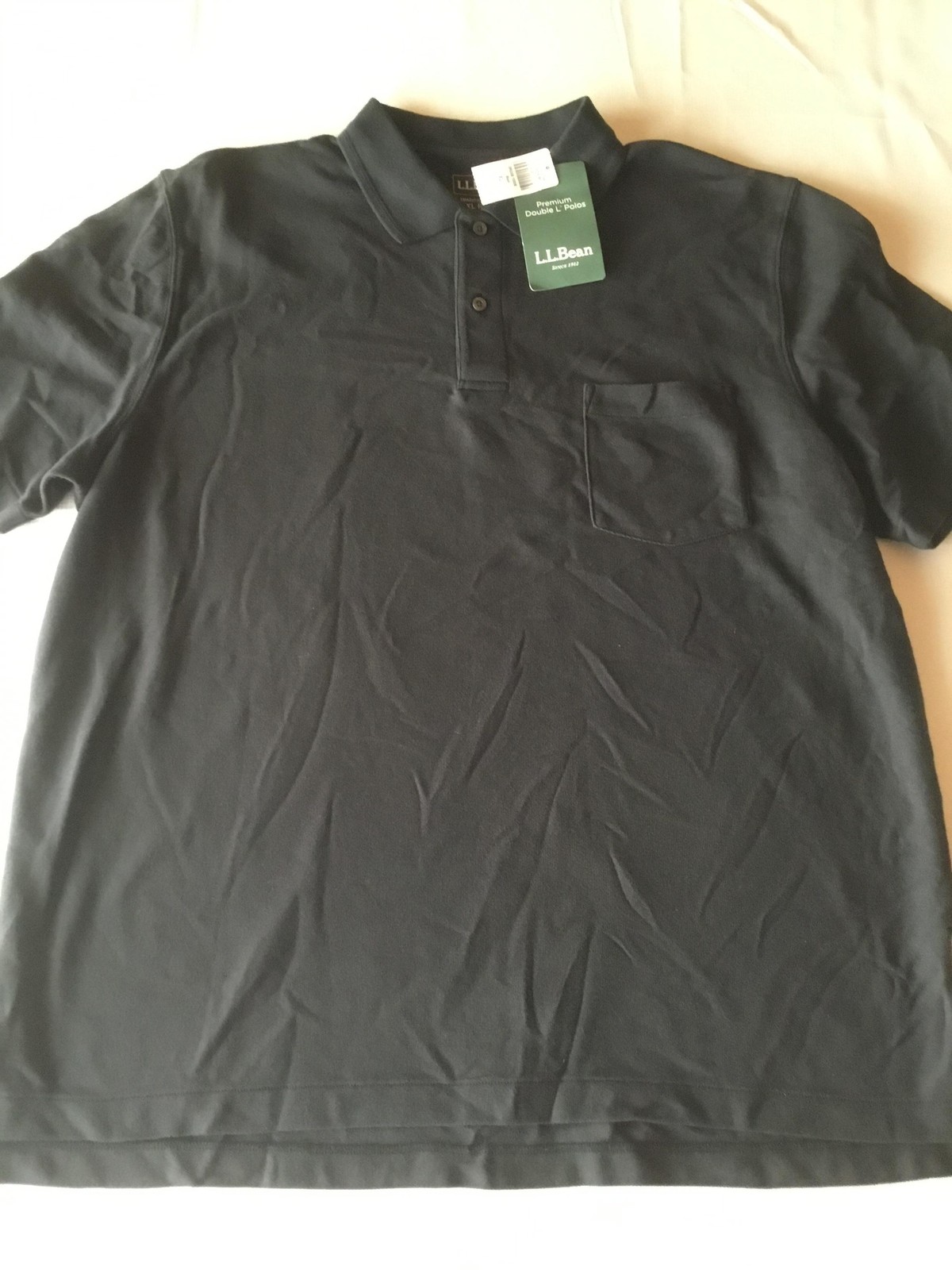 L.L. Bean Polo Shirt Mens XL Black Premium Double L Pocket Traditional Fit Knit