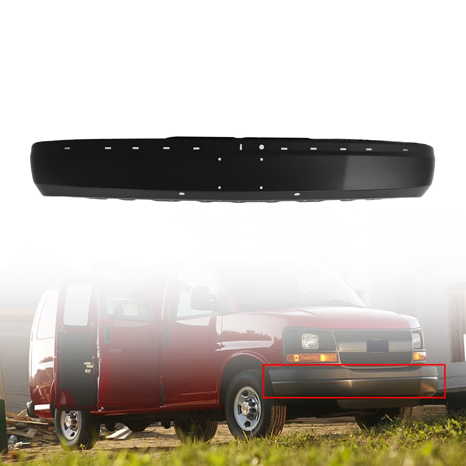 For 2003-2025 Chevy Express &GMC Savana ONE-PIECE Front Bumper Face Bar 15753327