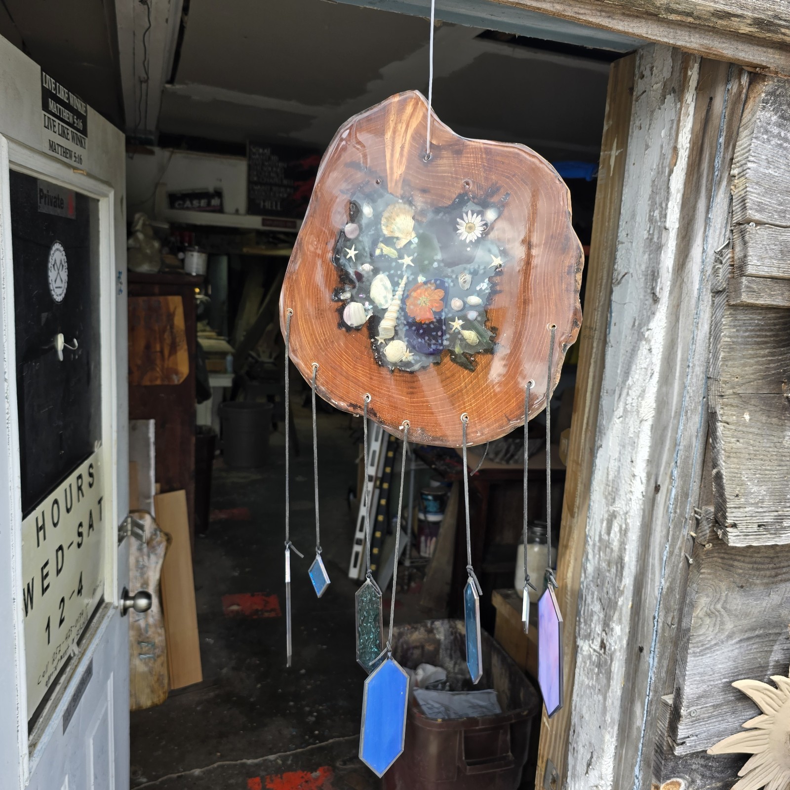 Live Edge Epoxy Wind Chime Handmade One Of A Kind