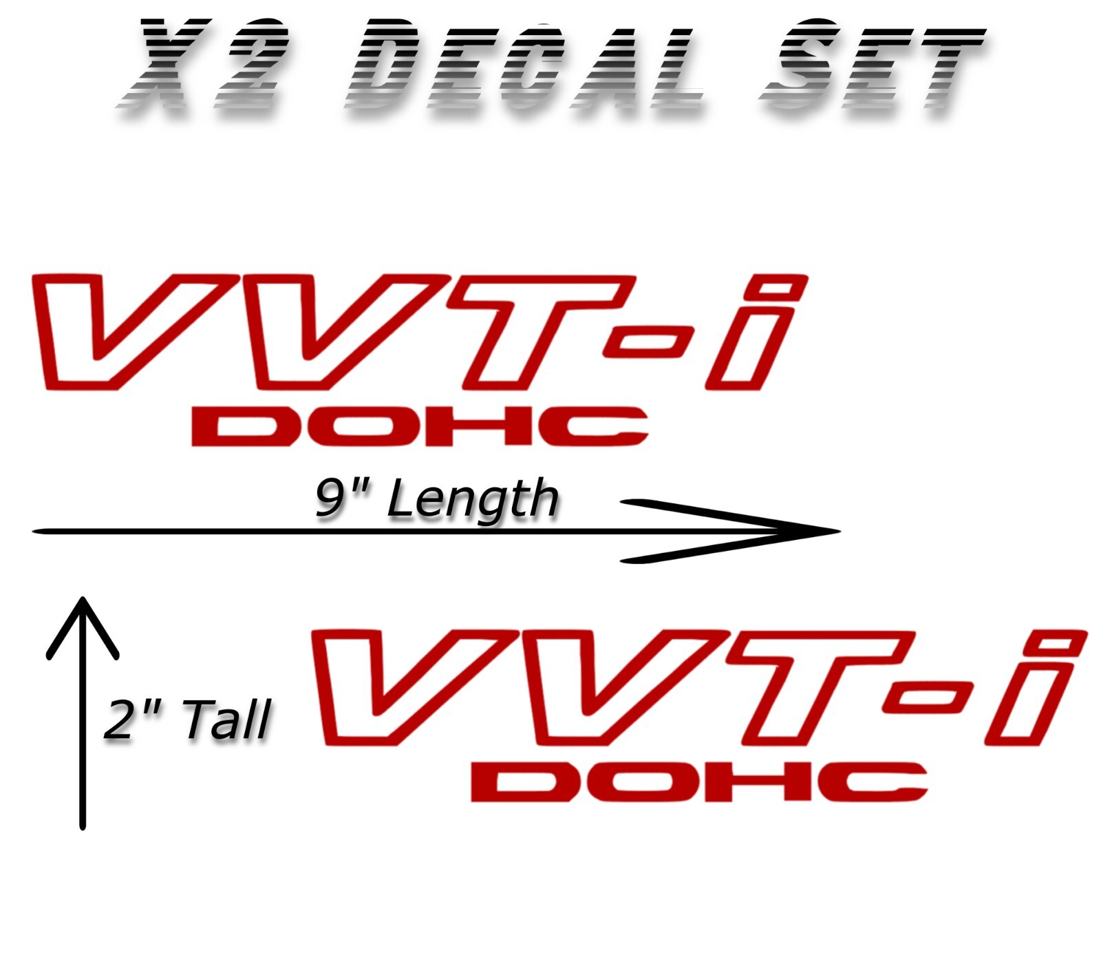 2x Red  VVT-I DOHC Stickers Vinyl Decals VVTI For Toyota TRD Supra JDM Celica