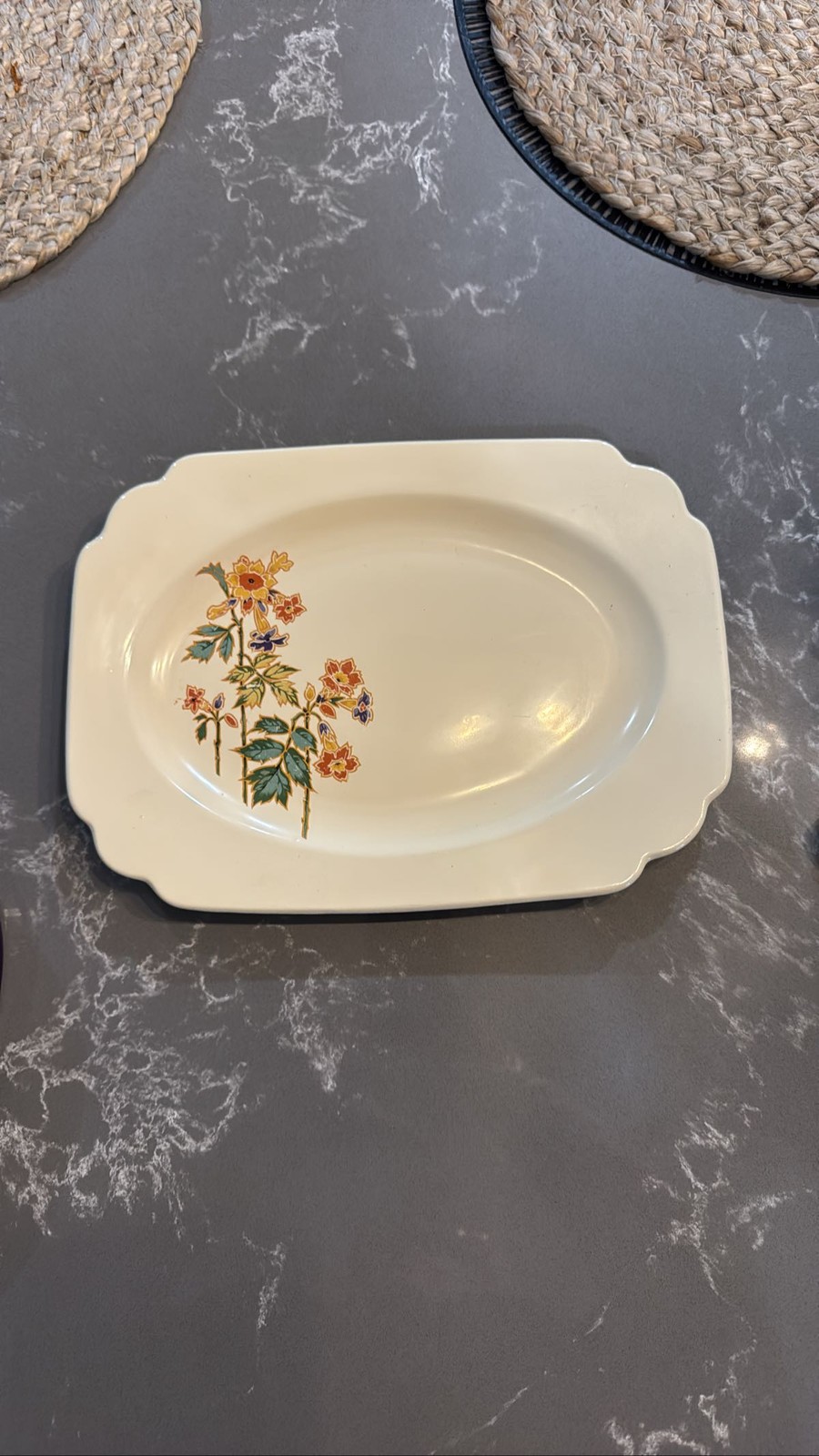 Vintage Homer Laughlin Century Columbine 12” Floral Oval Serving Platter 1930s Vintage Homer Laughlin Century Columbine 12” Floral Oval Serving Platter 1930s
