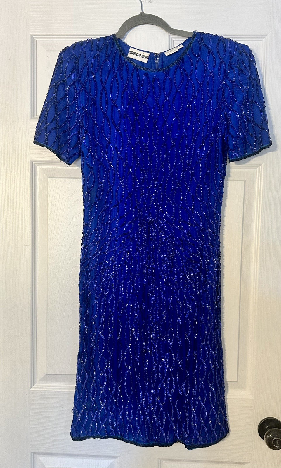 Cobalt blue Vintage show dress sequence party Vegas dress beaded
