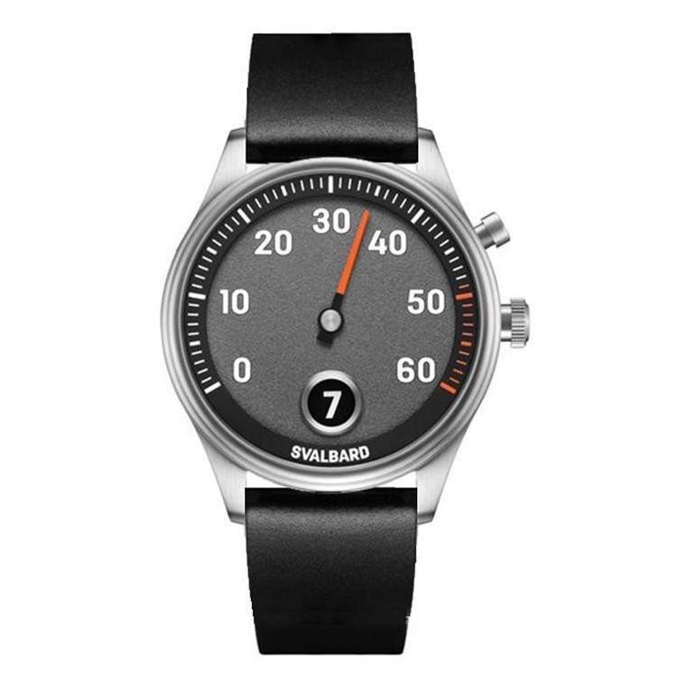 Svalbard TIME TRAVEL HX 11A Quartz Steel Grey Black Leather Men\'s Watch