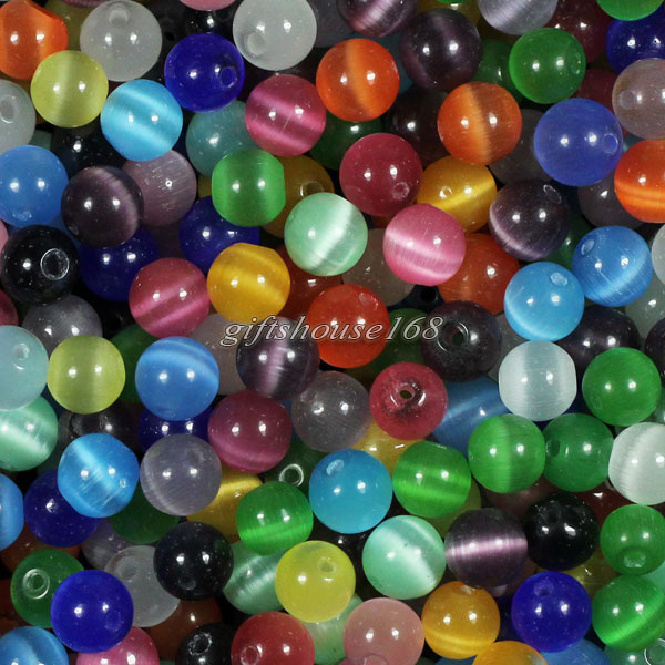 100pcs 6mm Mixed Cat\'s Eye Round Ball Spacer Loose Beads,approx 10 color
