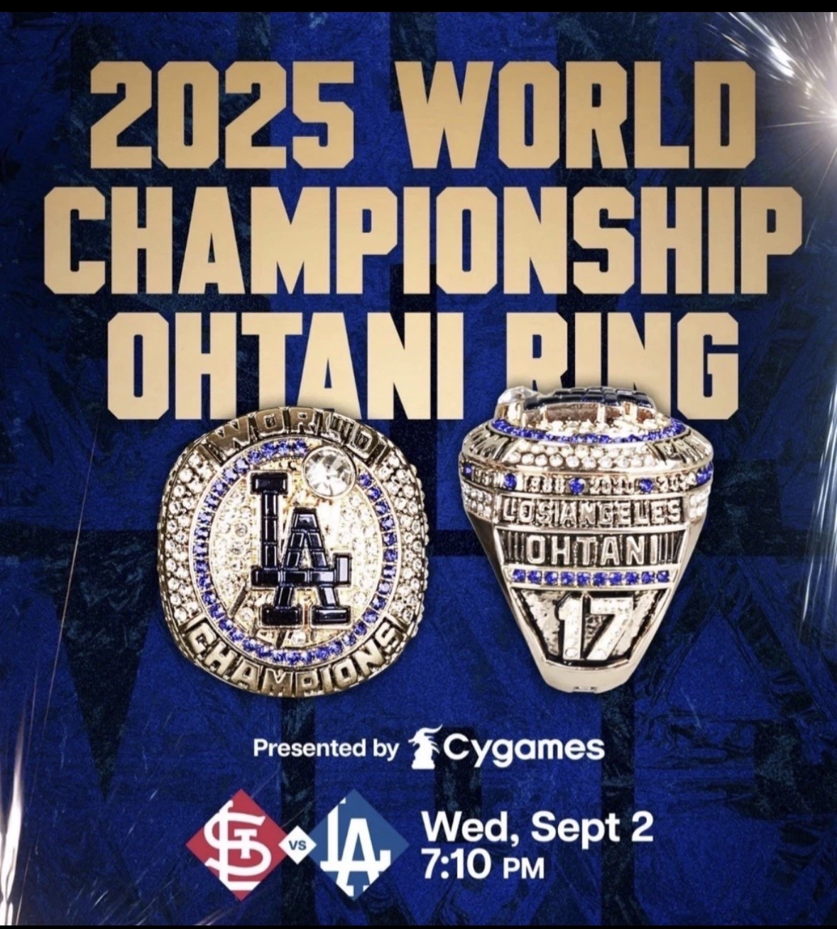 LA Dodgers 2025 Shohei Ohtani World Series WS Replica Ring 9/2/26 SGA LA Dodgers 2025 Shohei Ohtani World Series WS Replica Ring 9/2/26 SGA