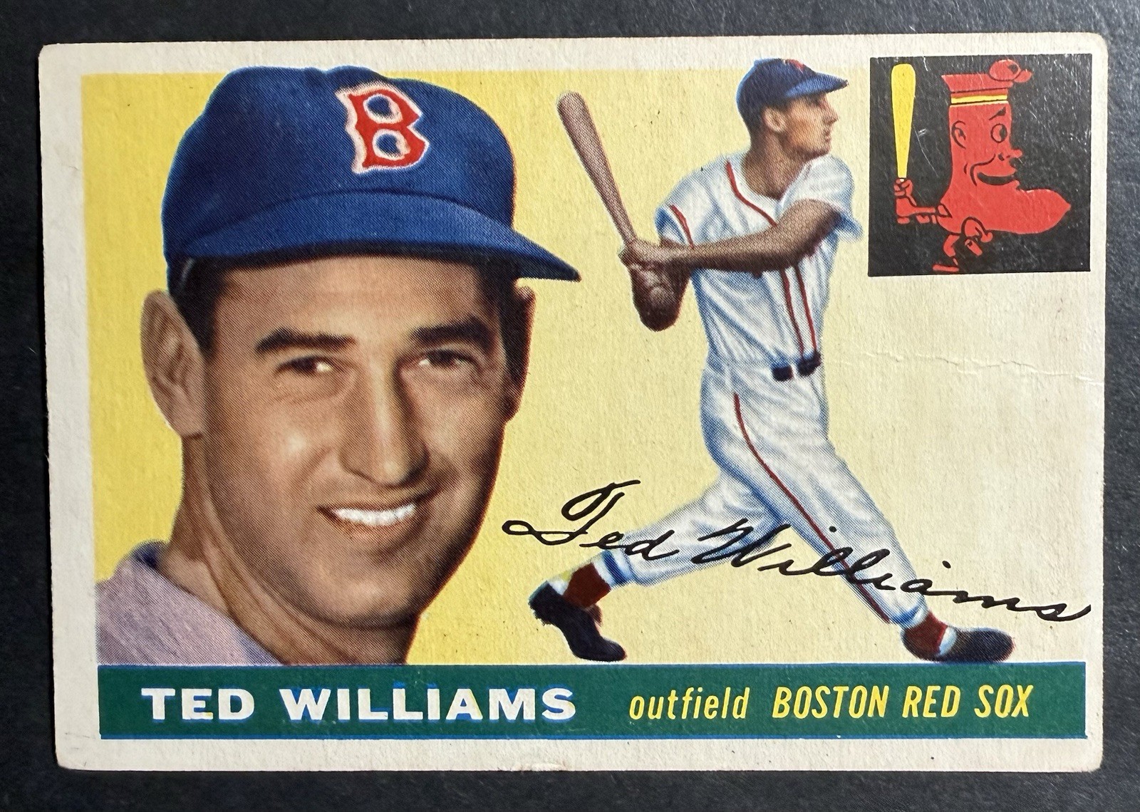 1955 Topps - Ted Williams #2 Red Sox HOF - VG Condition (Surface Wrinkle)