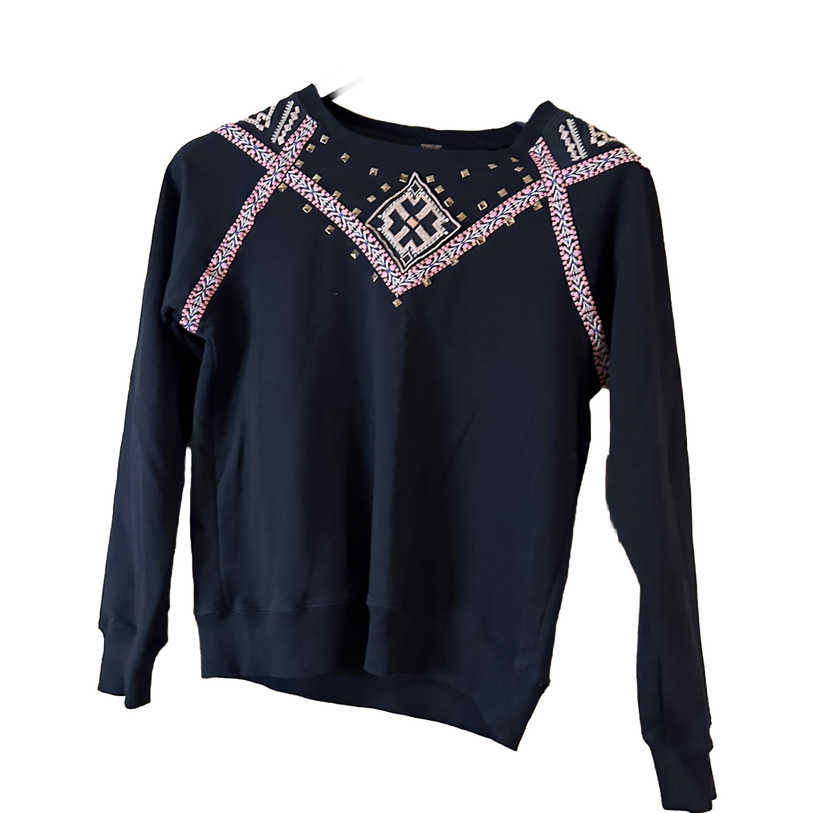 Ecote Urban Outfitters Studded Embroidered Cotton Crew Neck Sweatshirt  Black S