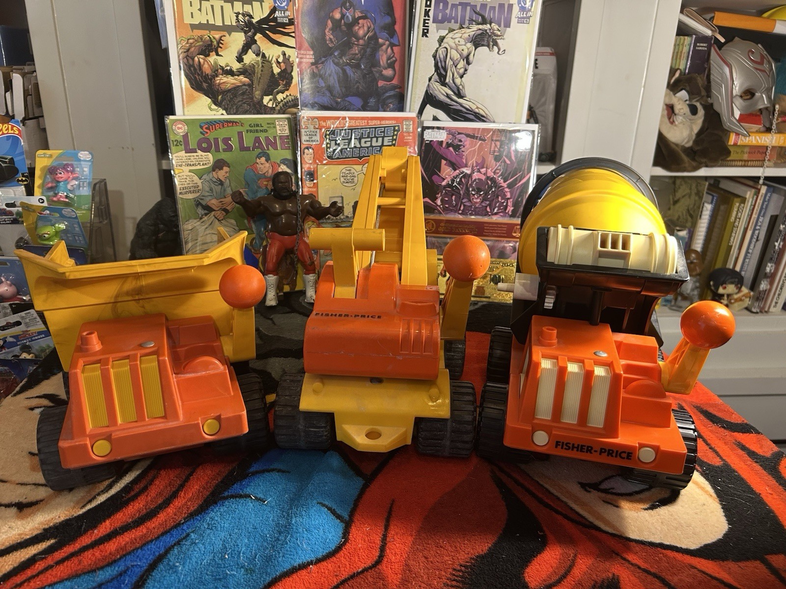 Vintage Fisher-Price Construction Vehicle Lot Dump Truck Excavator Cement Mixer Vintage Fisher-Price Construction Vehicle Lot Dump Truck Excavator Cement Mixer