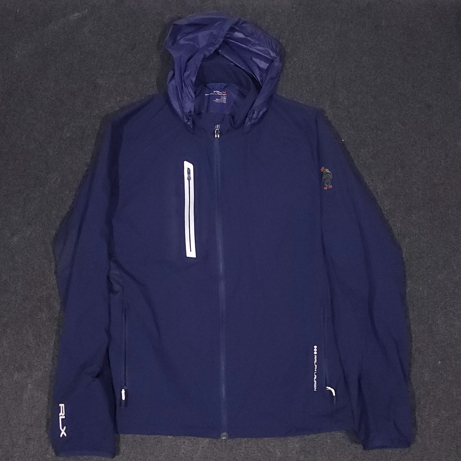 RLX Ralph Lauren Full Zip Golf Jacket XL Blue Monterey Peninsula Country Club