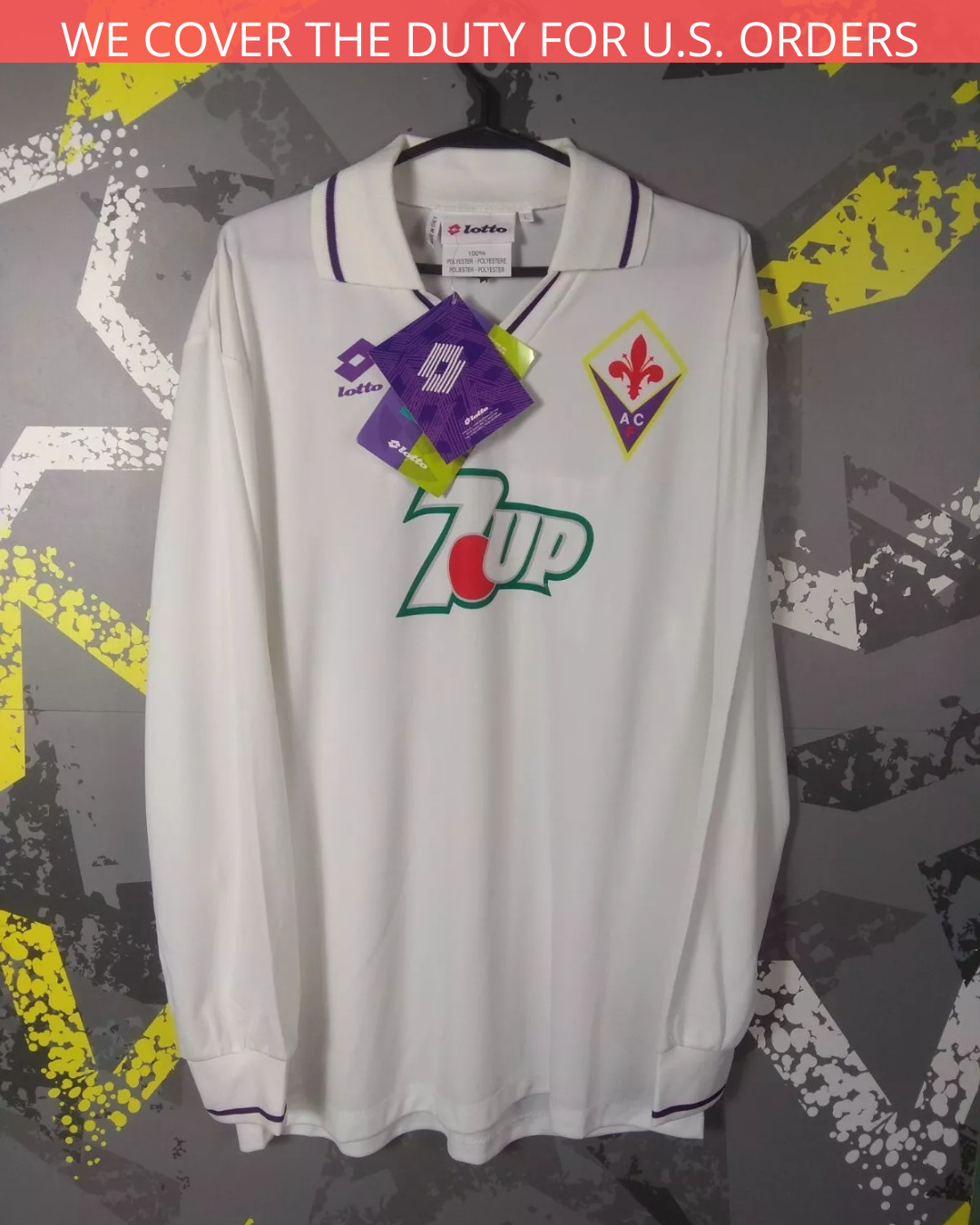 Fiorentina Long Sleeve Deadstock Third football shirt 1992/93 Lotto Men L ig93